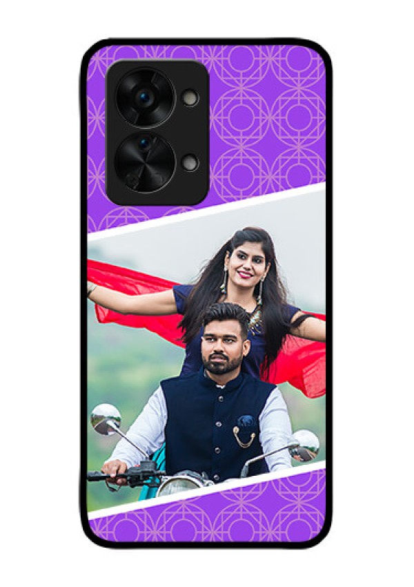 OnePlus Nord 2T 5G Custom Glass Phone Case - Violet Pattern Design