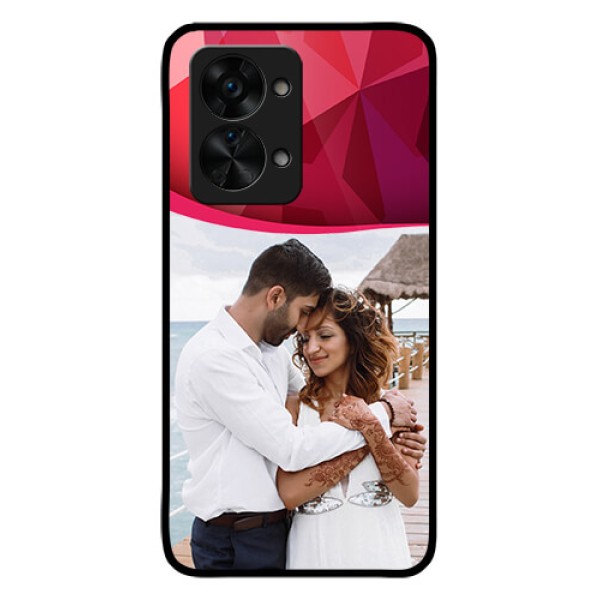 OnePlus Nord 2T 5G Custom Glass Mobile Case - Red Abstract Design