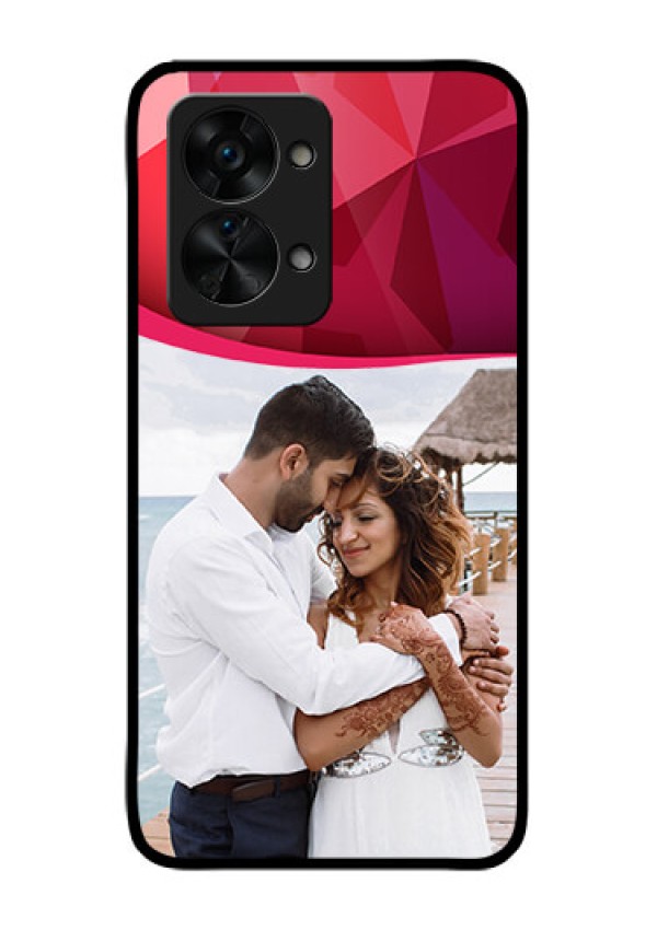 OnePlus Nord 2T 5G Custom Glass Mobile Case - Red Abstract Design