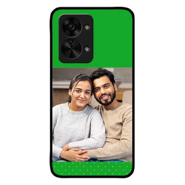 OnePlus Nord 2T 5G Personalized Glass Phone Case - Green Pattern Design