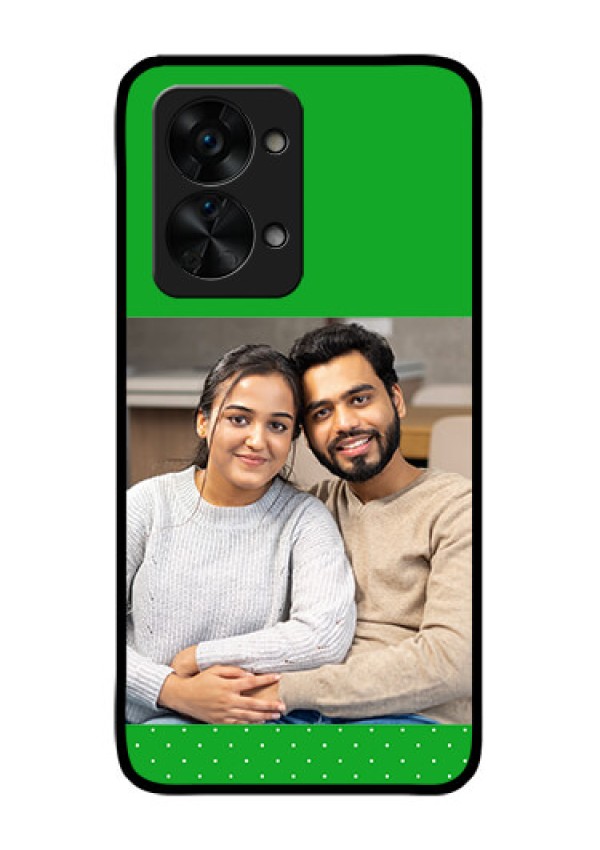 OnePlus Nord 2T 5G Personalized Glass Phone Case - Green Pattern Design
