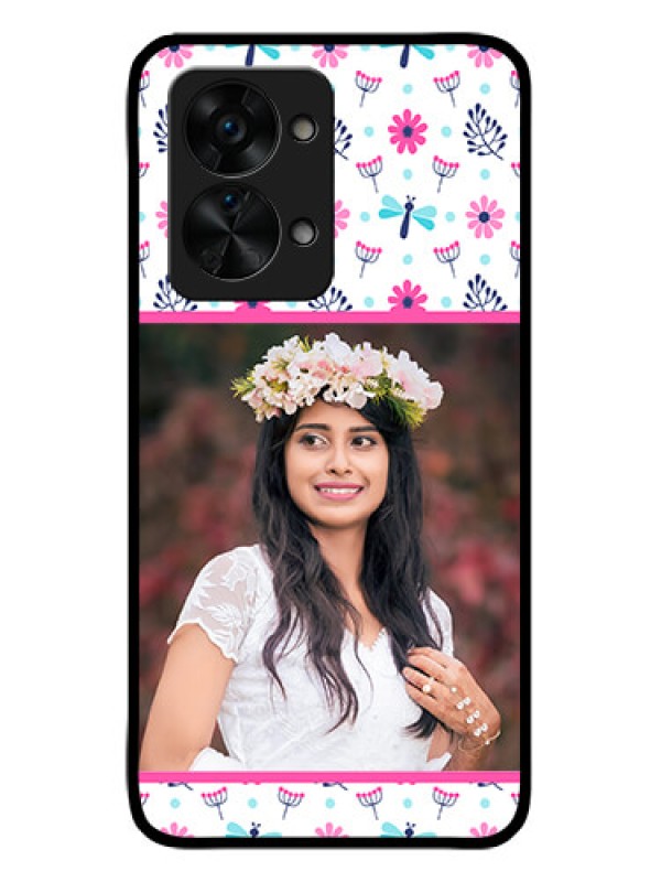 Custom OnePlus Nord 2T 5G Photo Printing on Glass Case - Colorful Flower Design