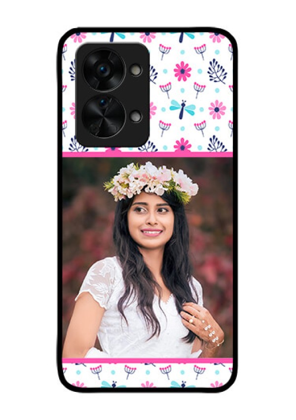OnePlus Nord 2T 5G Photo Printing on Glass Case - Colorful Flower Design