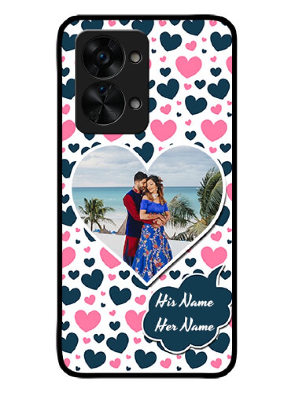 Custom OnePlus Nord 2T 5G Custom Glass Phone Case - Pink & Blue Heart Design