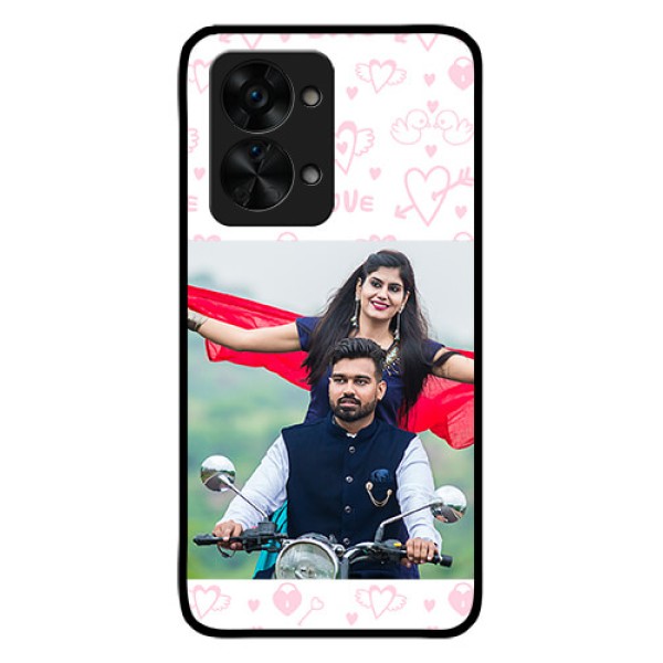 OnePlus Nord 2T 5G Custom Glass Mobile Case - Pink Flying Heart Design OnePlus Nord 2T 5G Custom Glass Mobile Case - Pink Flying Heart Design