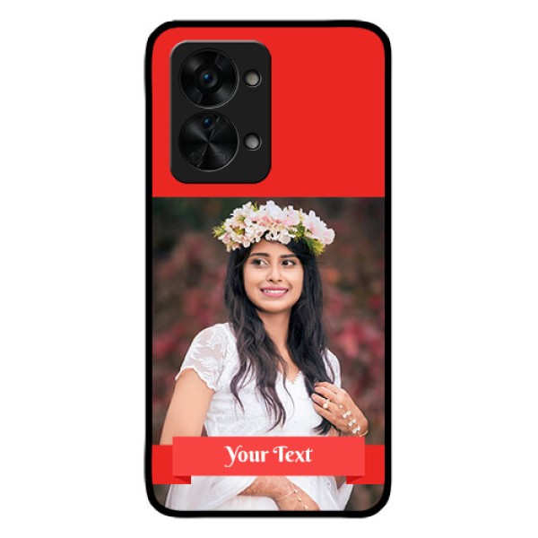OnePlus Nord 2T 5G Custom Glass Phone Case - Simple Red Color Design