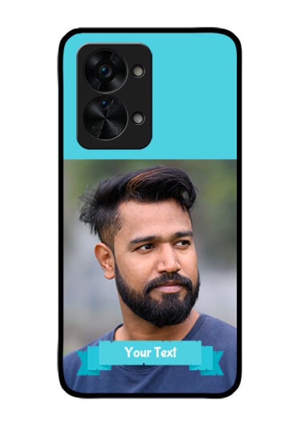 OnePlus Nord 2T 5G Personalized Glass Phone Case - Simple Blue Color Design