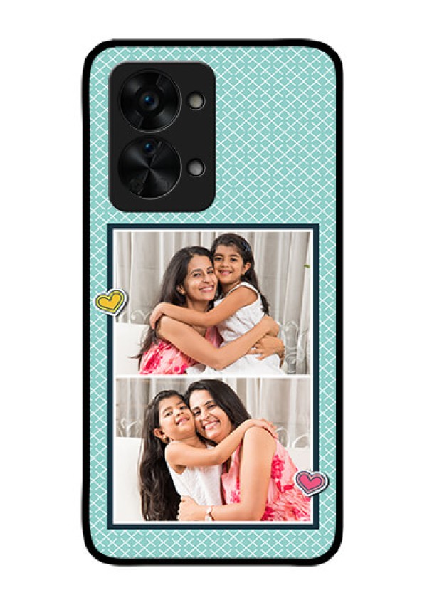 OnePlus Nord 2T 5G Custom Glass Phone Case - 2 Image Holder with Pattern Design