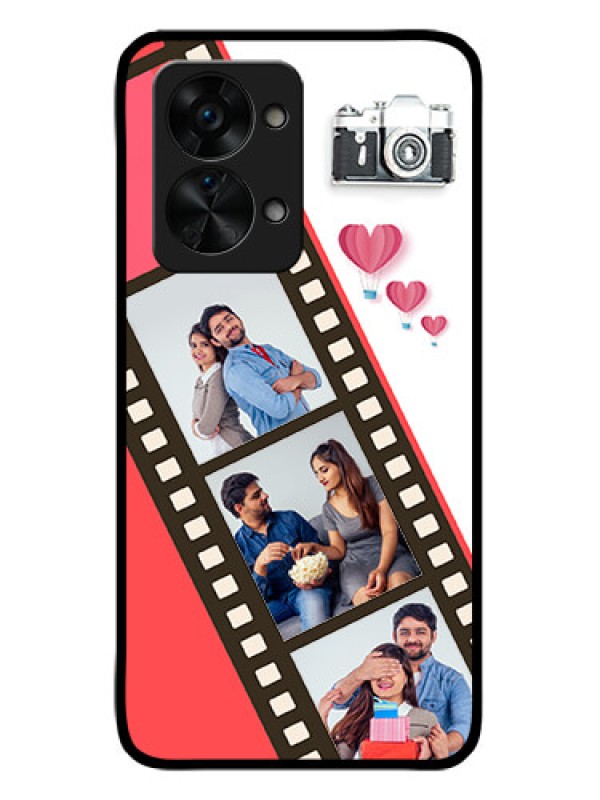Custom OnePlus Nord 2T 5G Personalized Glass Phone Case - 3 Image Holder with Film Reel
