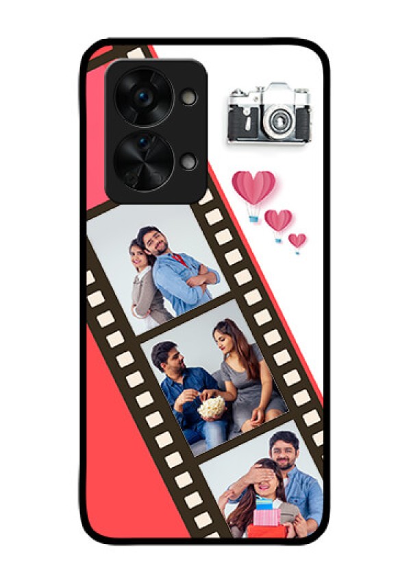 OnePlus Nord 2T 5G Personalized Glass Phone Case - 3 Image Holder with Film Reel