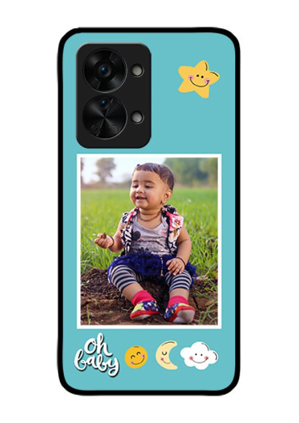 OnePlus Nord 2T 5G Personalized Glass Phone Case - Smiley Kids Stars Design
