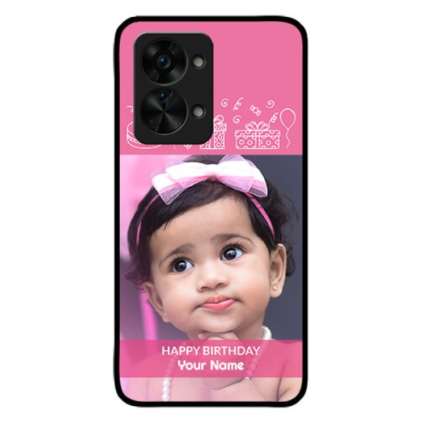 OnePlus Nord 2T 5G Photo Printing on Glass Case - with Birthday Line Art Design