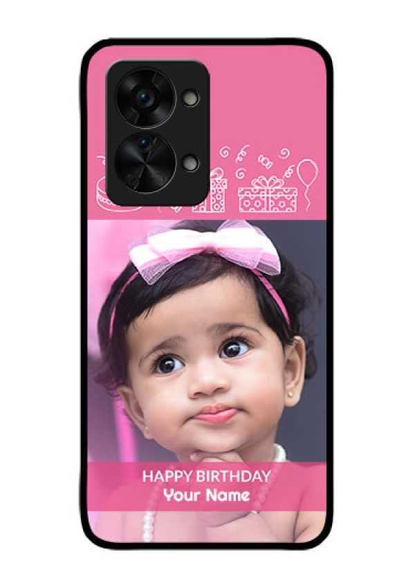OnePlus Nord 2T 5G Photo Printing on Glass Case - with Birthday Line Art Design