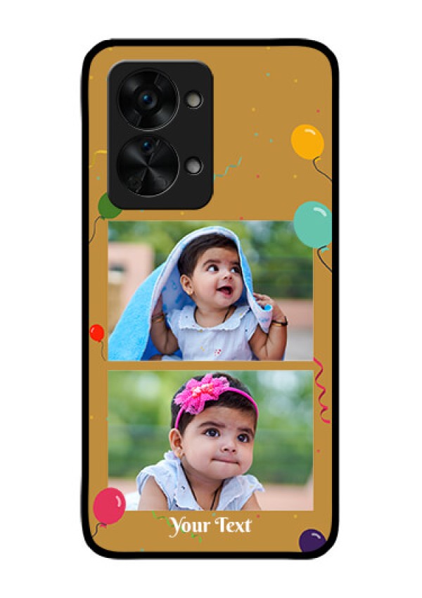 OnePlus Nord 2T 5G Personalized Glass Phone Case - Image Holder with Birthday Celebrations Design