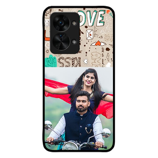 OnePlus Nord 2T 5G Custom Glass Phone Case - Love Doodle Pattern