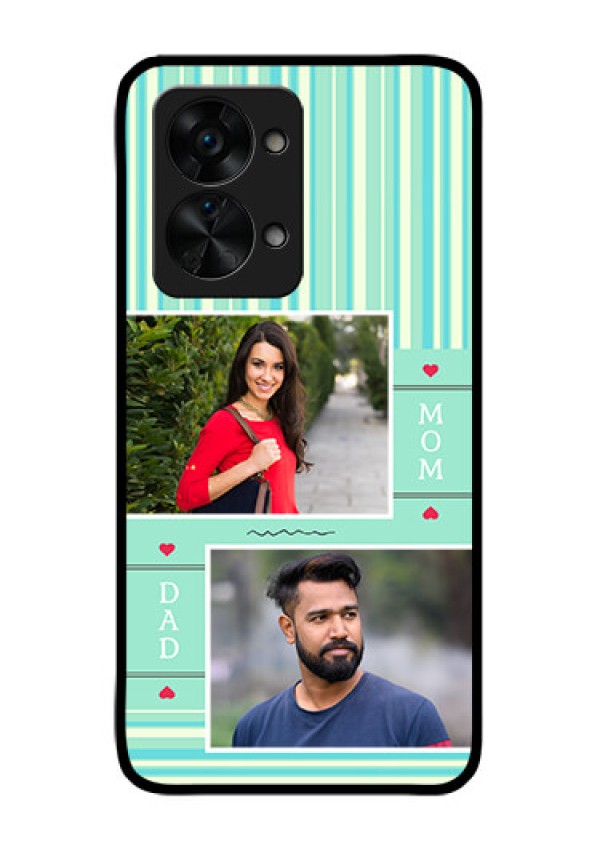 OnePlus Nord 2T 5G Custom Glass Phone Case - Mom & Dad Pic Design