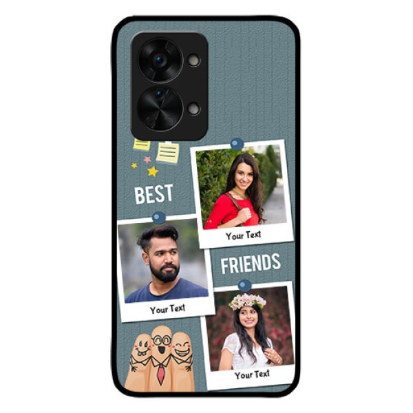 OnePlus Nord 2T 5G Personalized Glass Phone Case - Sticky Frames and Friendship Design OnePlus Nord 2T 5G Personalized Glass Phone Case - Sticky Frames and Friendship Design