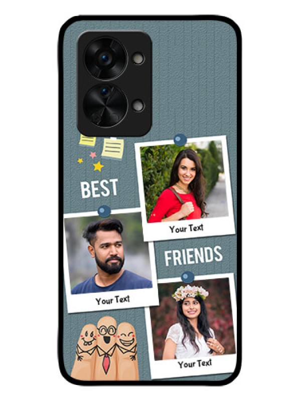 Custom OnePlus Nord 2T 5G Personalized Glass Phone Case - Sticky Frames and Friendship Design