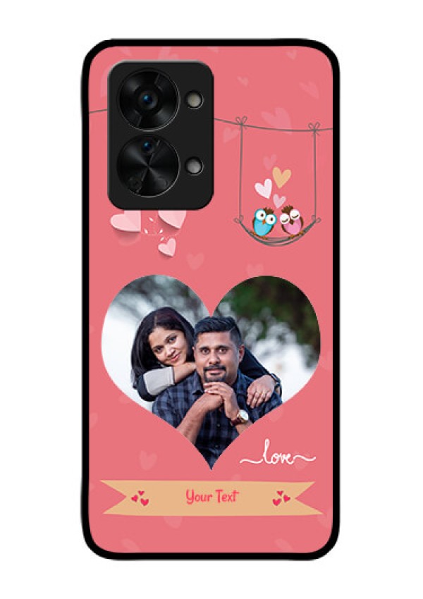 OnePlus Nord 2T 5G Personalized Glass Phone Case - Peach Color Love Design