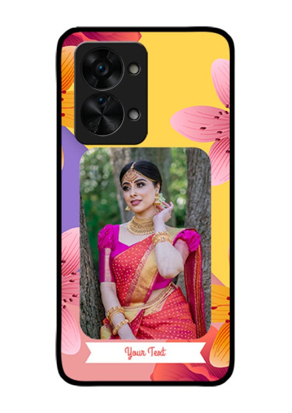 OnePlus Nord 2T 5G Custom Glass Mobile Case - 3 Image With Vintage Floral Design