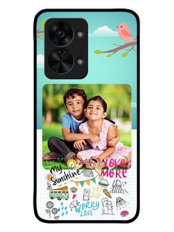 Custom OnePlus Nord 2T 5G Photo Printing on Glass Case - Doodle love Design