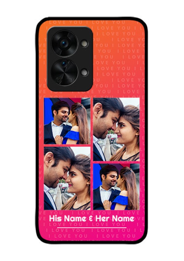 OnePlus Nord 2T 5G Custom Glass Phone Case - I Love You Pink Design