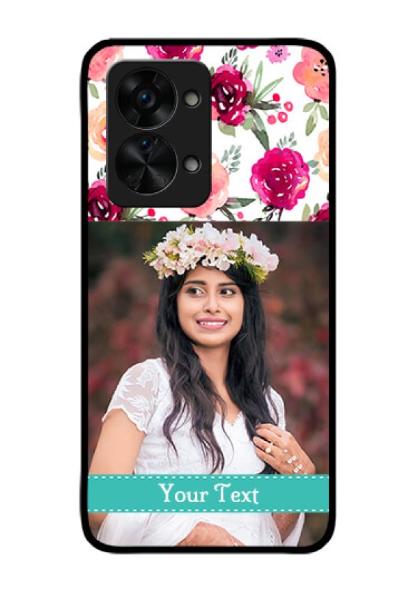 OnePlus Nord 2T 5G Custom Glass Phone Case - Watercolor Floral Design
