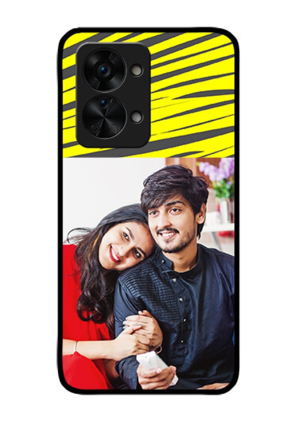 OnePlus Nord 2T 5G Photo Printing on Glass Case - Yellow Abstract Design