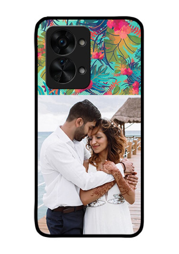 OnePlus Nord 2T 5G Photo Printing on Glass Case - Watercolor Floral Design