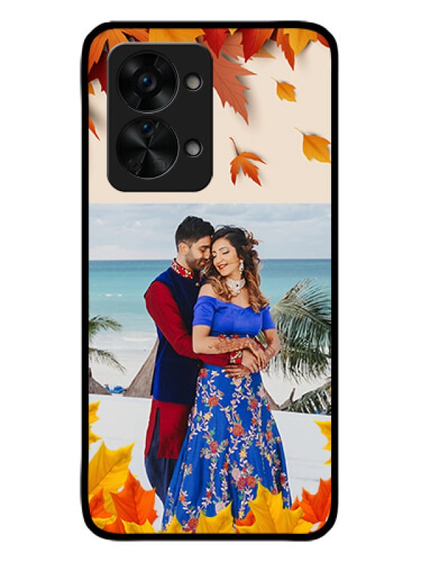 Custom OnePlus Nord 2T 5G Photo Printing on Glass Case - Autumn Maple Leaves Design