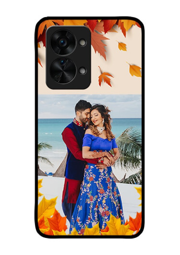 OnePlus Nord 2T 5G Photo Printing on Glass Case - Autumn Maple Leaves Design