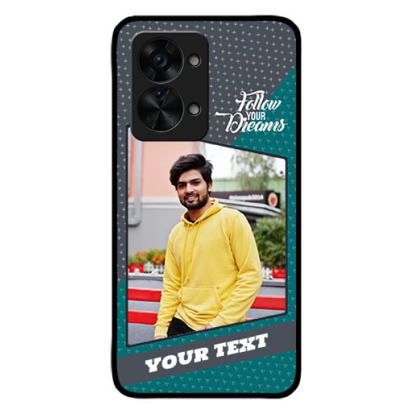 OnePlus Nord 2T 5G Personalized Glass Phone Case - Background Pattern Design with Quote