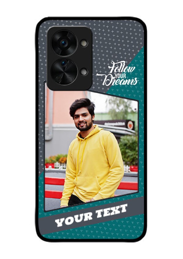 OnePlus Nord 2T 5G Personalized Glass Phone Case - Background Pattern Design with Quote