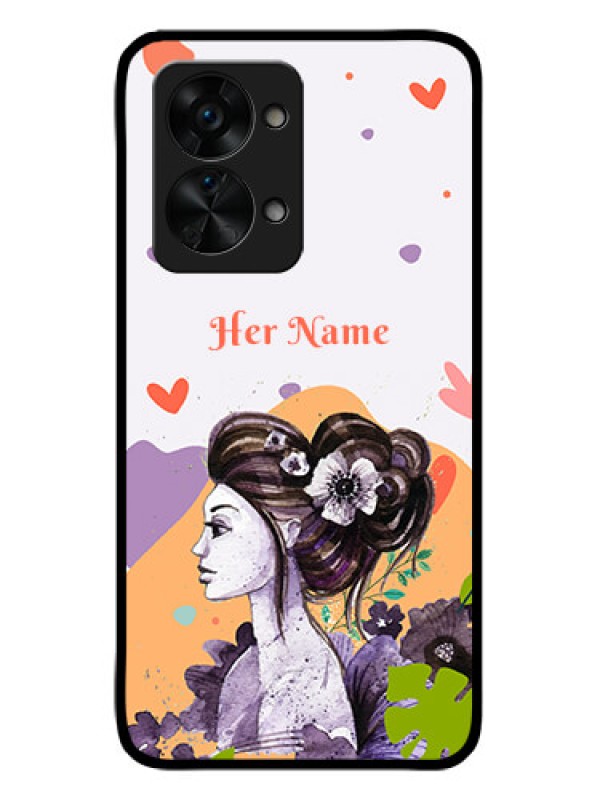 Custom OnePlus Nord 2T 5G Personalized Glass Phone Case - Woman And Nature Design