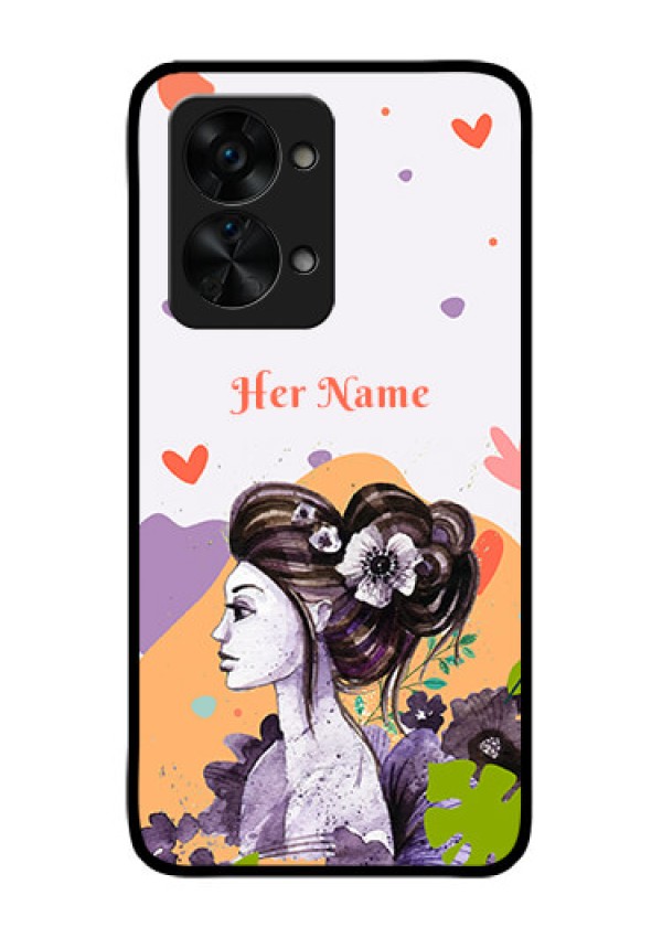 OnePlus Nord 2T 5G Personalized Glass Phone Case - Woman And Nature Design
