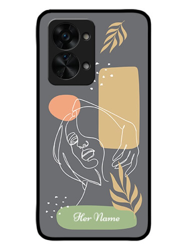 Custom OnePlus Nord 2T 5G Custom Glass Phone Case - Gazing Woman line art Design