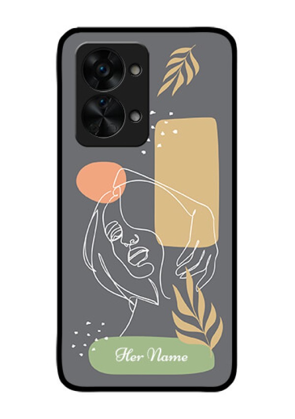 OnePlus Nord 2T 5G Custom Glass Phone Case - Gazing Woman line art Design