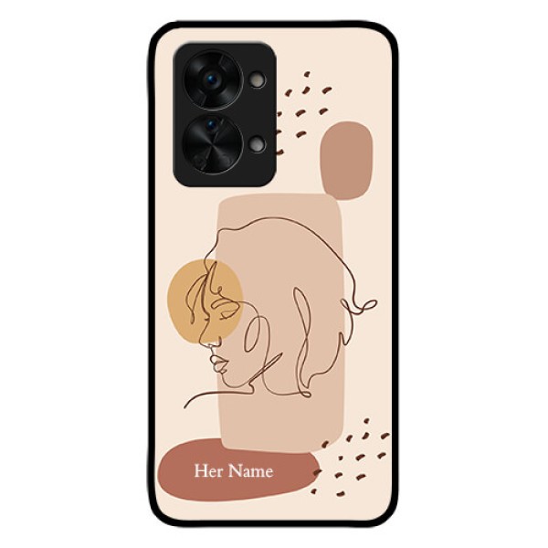 OnePlus Nord 2T 5G Photo Printing on Glass Case - Calm Woman line art Design OnePlus Nord 2T 5G Photo Printing on Glass Case - Calm Woman line art Design