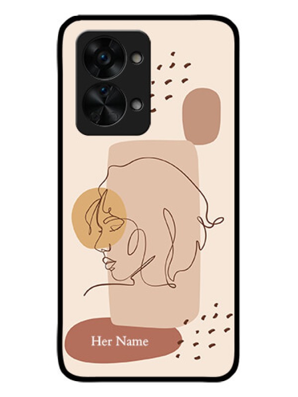 Custom OnePlus Nord 2T 5G Photo Printing on Glass Case - Calm Woman line art Design