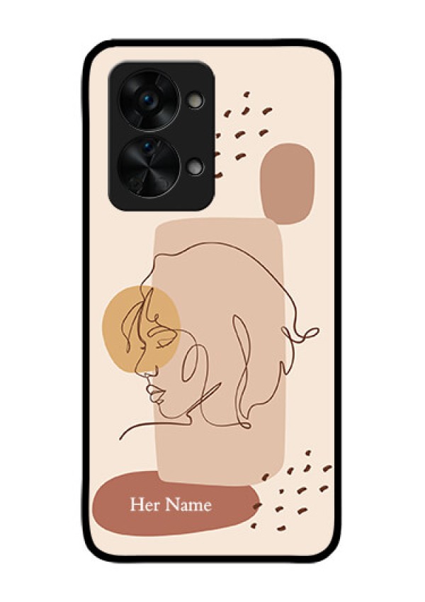 OnePlus Nord 2T 5G Photo Printing on Glass Case - Calm Woman line art Design
