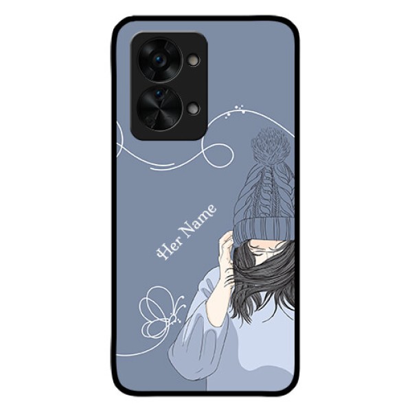 OnePlus Nord 2T 5G Custom Glass Mobile Case - Girl in winter outfit Design OnePlus Nord 2T 5G Custom Glass Mobile Case - Girl in winter outfit Design