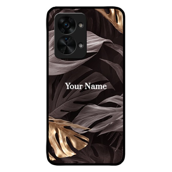 OnePlus Nord 2T 5G Personalised Glass Phone Case - Wild Leaves digital paint Design OnePlus Nord 2T 5G Personalised Glass Phone Case - Wild Leaves digital paint Design
