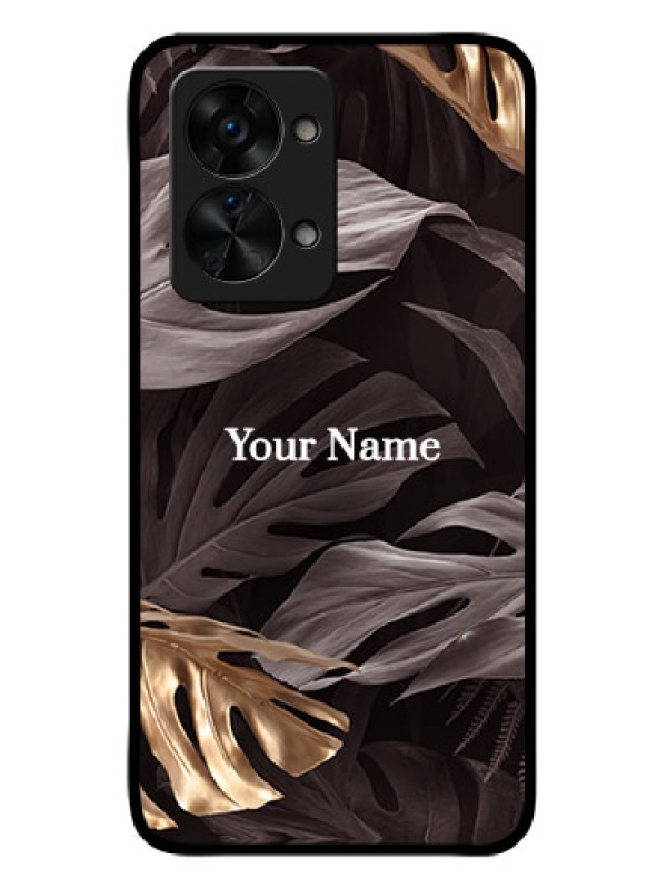 Custom OnePlus Nord 2T 5G Personalised Glass Phone Case - Wild Leaves digital paint Design