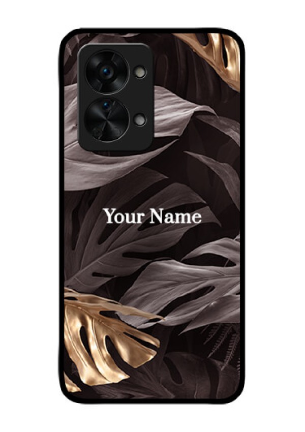 OnePlus Nord 2T 5G Personalised Glass Phone Case - Wild Leaves digital paint Design