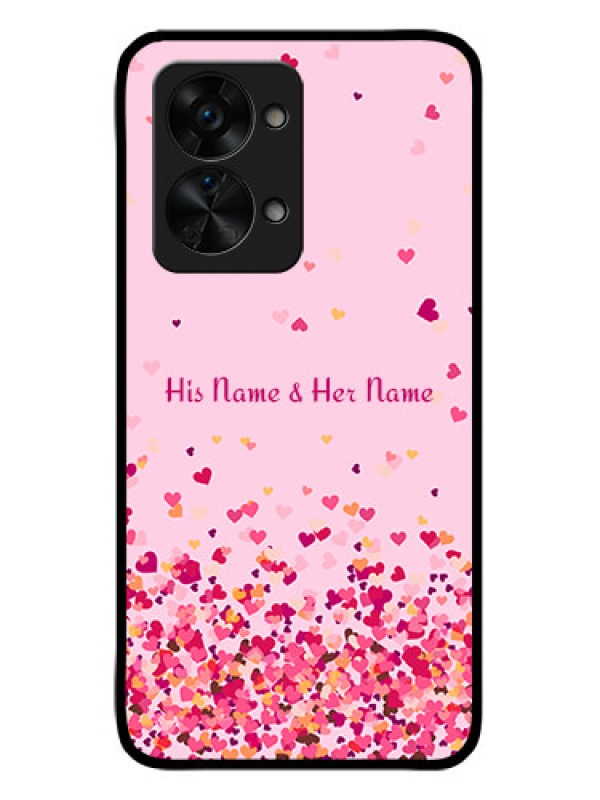 Custom OnePlus Nord 2T 5G Photo Printing on Glass Case - Floating Hearts Design