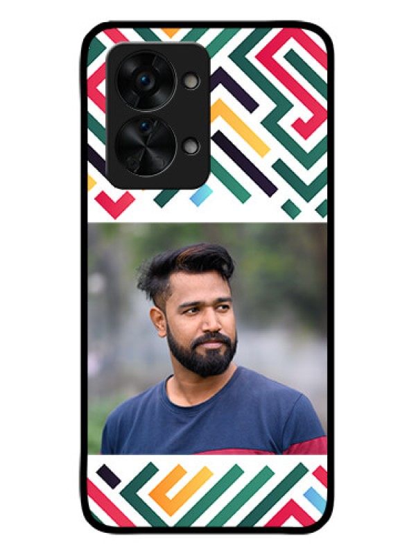 Custom OnePlus Nord 2T 5G Personalized Glass Phone Case - Colorful Maze Pattern Design