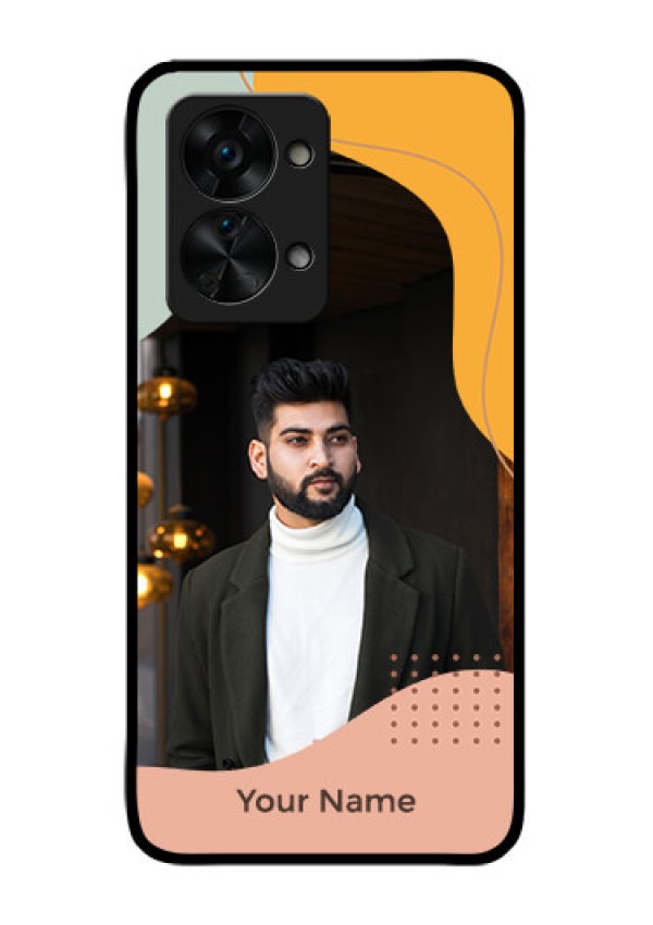 OnePlus Nord 2T 5G Personalized Glass Phone Case - Tri-coloured overlay design