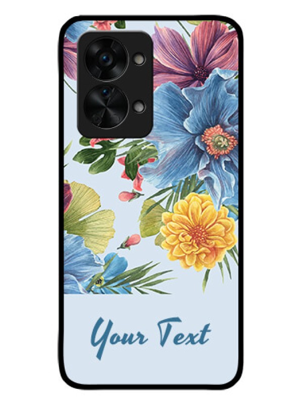 Custom OnePlus Nord 2T 5G Custom Glass Mobile Case - Stunning Watercolored Flowers Painting Design