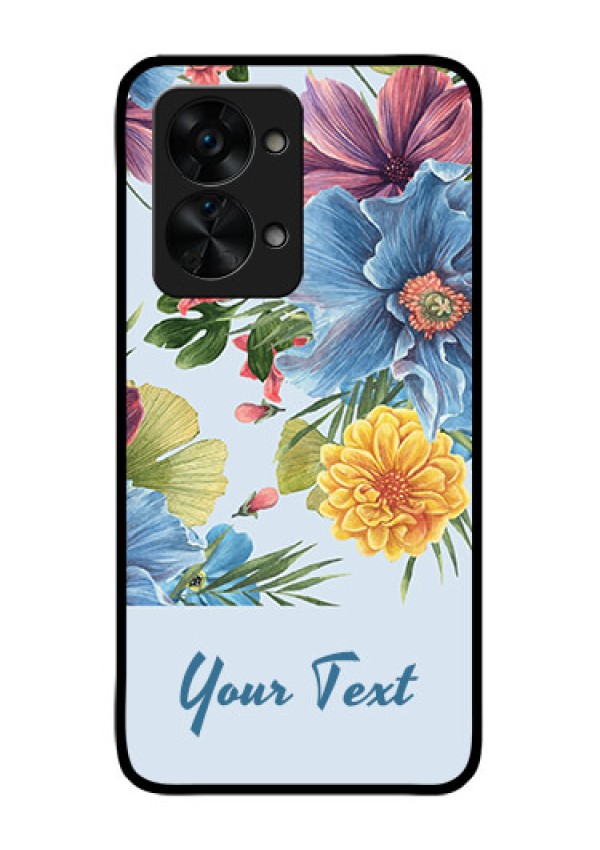 OnePlus Nord 2T 5G Custom Glass Mobile Case - Stunning Watercolored Flowers Painting Design
