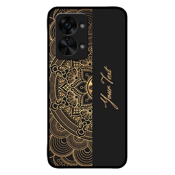 OnePlus Nord 2T 5G Photo Printing on Glass Case - Mandala art with custom text Design